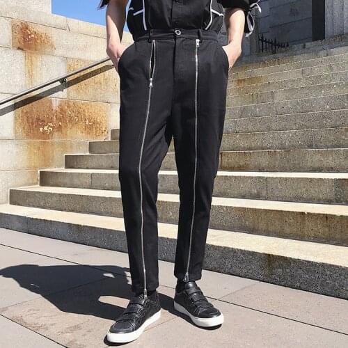 S-6XL!!Mens casual pants spring 2018 new Korean style bidirectional zipper bidirectional pants