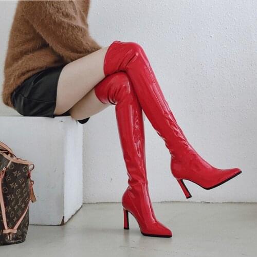 PXELENA Mature Sexy Party Dress Nightclub Thigh High Boots Lady Pointed Toe High Heels Slim Over The Knee Boots Autumn Shoes New