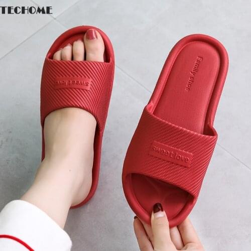 2021 Women Summer Flip Flops Indoor House Couples Home Bathroom Non-slip Soft Tide To Wear Slippers Flat Shoes New Slippers