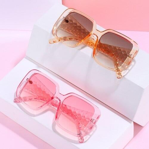 2 Pack Fashion Unique Square Sunglasses Women Vintage Clear Pink Ocean Lens Eyewear Men Sun Glasses Shades UV400 NX