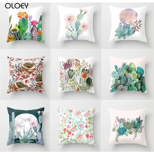 Hot Succulent Plant Pattern Polyester Fabric Home Hotel Car Hospital Bed Back Pillowcase Style Diverse Comfort