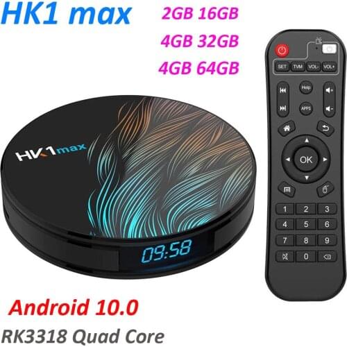 50pcs TV BOX HK1 MAX Android 10.0 4GB DDR3 32GB 64GB 128GB RK3318 Quad core 2.4G/5G Dual Wifi BT 4.1 USB 3.0 4K HD Media Player