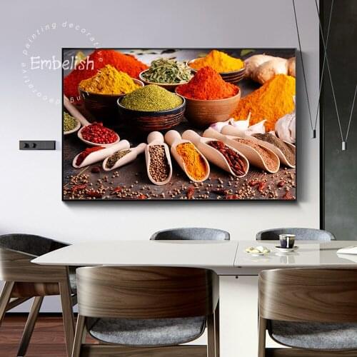Embelish Grains Spices Peppers Kitchen Decor Large Wall Art Pictures For Living Room Cuadros Scandinavian Canvas Painting Poster