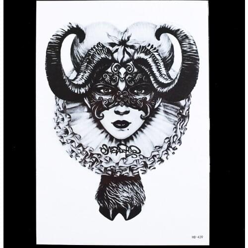 New Tattoo Design 1pc Women Men Temporary Decal HB439 Black 14.8*21cm Design Body Art Waterproof Tattoo Sticker Beauty Girl Mask