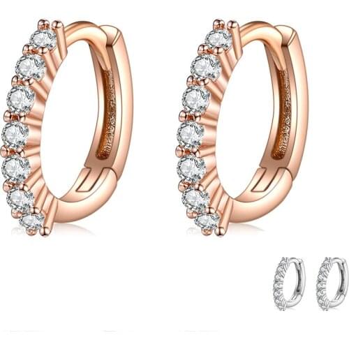 ZEMIOR 100% 925 Sterling Silver Round Hoop Earrings For Women Dazzling 5A Clear Cubic Zirconia Anniversary Fine Jewelry Hot Sale