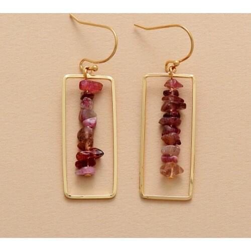 New Hyperbole Women Earrings Tourmaline Geometric Rectangle Dangle Earring Bold Fashion Luxury Designer Stones Jewelry Bijoux