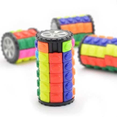 3D Rotate Slide Cylinder Magic Cube Colorful Babylon Tower Stress Relief Cube Kids Puzzle Toys for Children Adults Sensory Toys