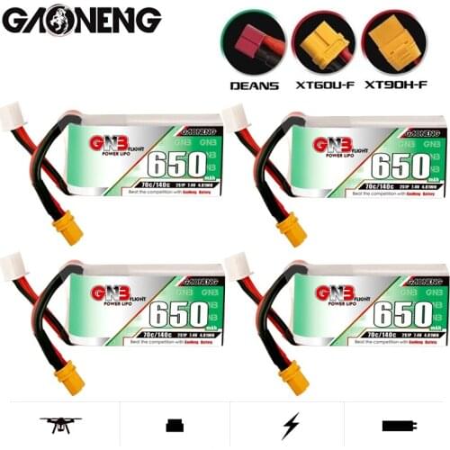 4PCS GNB Max 140C HV Lipo Battery 7.4V 2S 650mAh with T/JST/XT-60/XT30U-F Plug for DYS FPV Racing Drone 4 Axis RC Drone Parts