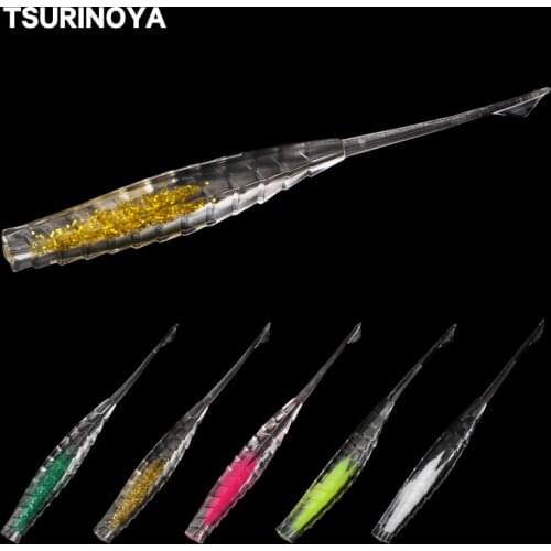 TSURINOYA 10cm 2.9g 5pcs Stick-shape Soft Fishing Lure PHANTOM Floating Worm Seabass Offshore Saltwater Bait Saltwater Swimbait