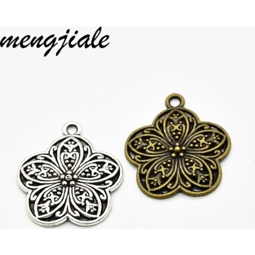 8pcs Vintage Alloy Metal flower charms Fit Pendants Necklace & Pendant DIY Making 29*26mm