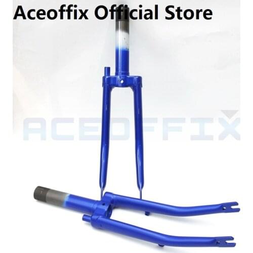ACEOFFIX Blue Brompton folding bike front fork 74mm open width chrome molybdenum steel 580g