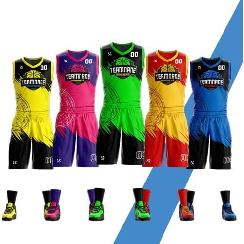 Custom Adult Youth Basketball uniform Set Sportswear Training Shirts Basketball Jersey and Shorts sublimation printing