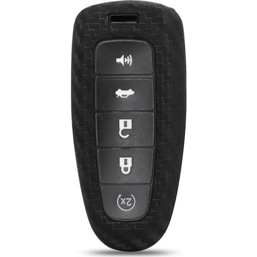 Kutery Carbon Fiber Silica Gel Car Key Cover Case For Ford Edge Escape Flex Explorer Taurus 5Buttons Remote Key Protector