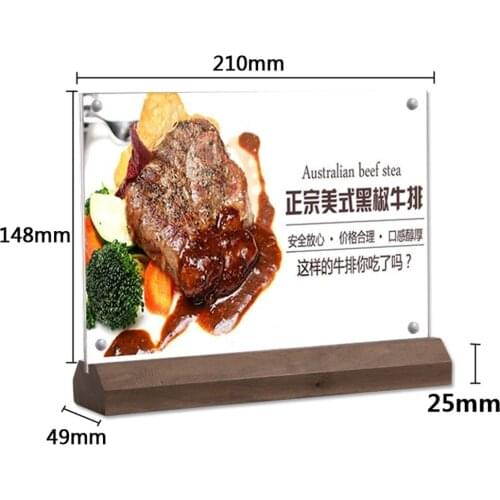 Black Walnut A5 Wood t Label Desk Paper Tag Display Rack Photo Stand Acrylic Cover Advertising Poster Frame