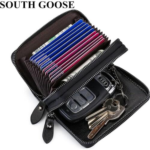 Genuine Leather Card Holder Fashion Unisex Multifunction Organizer Bag Men Card Keychain Holder Women Housekeeper Change Purse