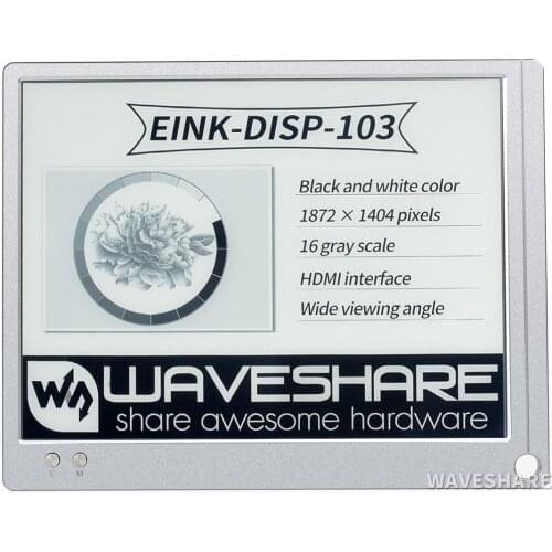 10.3inch E-Paper Monitor, HDMI Display Interface, Eye Care, Supports Raspberry Pi/Jetson Nano/PC