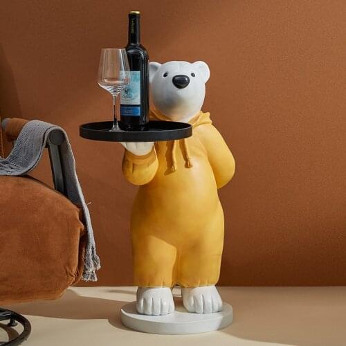 European Large Floor Polar Bear Storage Tray Resin Accessories Feng Shui Hotel Sculpture Crafts Home room Figurines Decoration