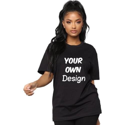 BLWHSA Custom Printed T Shirt Women DIY Your Own Design Funny T-Shirt Customized Logo Picture Photo Text Women Plus Tops Tees