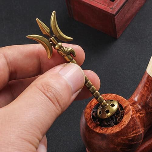 2 in 1 Blade Needle Press Tool Copper Concave Spoon Multifunctional Cigarette Press Cigarette Tobacco Pipes Accessories