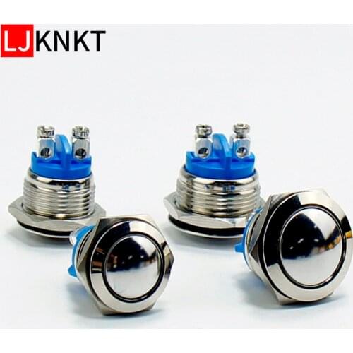16mm 19mm Doorbell Bell Horn Starter Switch metal Botton Switch round head Stainless Steel Waterproof Momentary Push Button