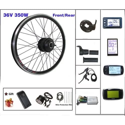 Electric Bike Conversion Kit 36V 350W hub Motor 16-28/29 inch 700c Front Rear wheel with LCD Display E-bike Kit