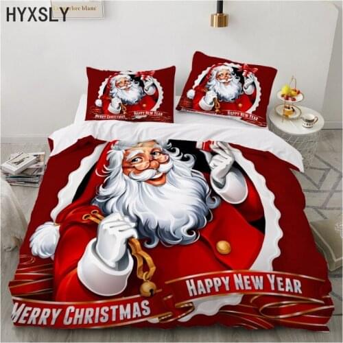 Happy New Year Merry Christmas Santa Claus Bedding Set Autumn Winter Duvet Cover Single Double King Size Festival Gift No Sheet