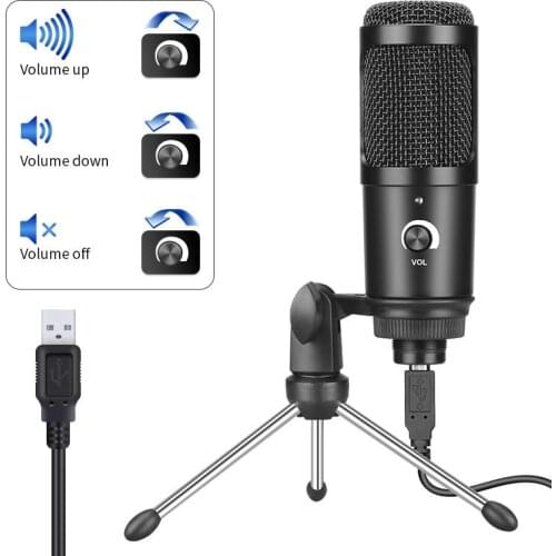 PC Condenser Tripod Microphone Vocal Recording Studio Microphone, USB Microphone for YouTube Video Skype chat Game Podcast 180