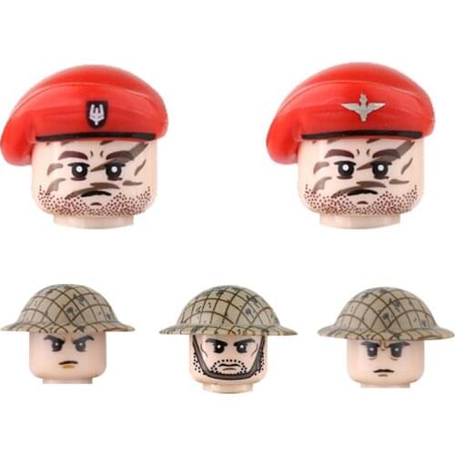 WW2 British Army Infantry Soldiers Figures Building Blocks Military Red Demon Paratroopers Weapon Guns Parts Mini Bricks Toys