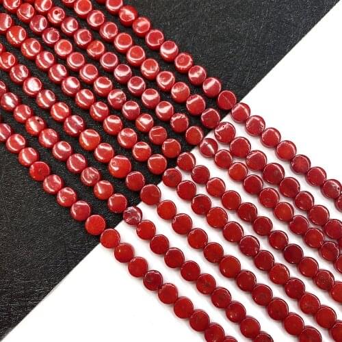 Red Coral Beads Synthetic Round Cake Beads for Jewelry Making DIY Necklace Bracelet Earrings Accessories Jewelry 3x6mm