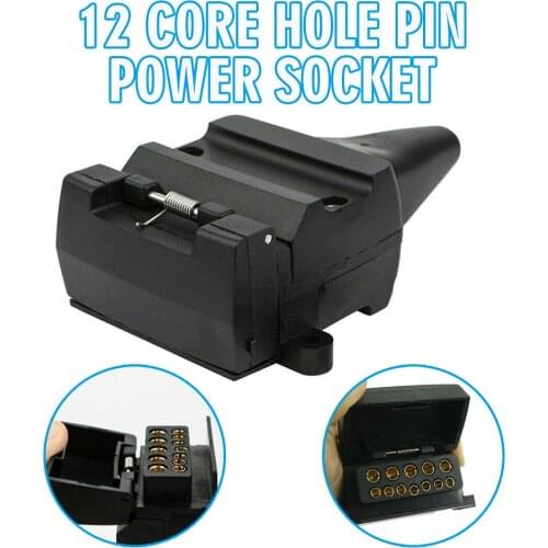 Mayitr 1pc Black 12 Pin Automobile Flat Trailer Socket 4WD 12V Female Sockets Connector For Caravan Camper Trailer