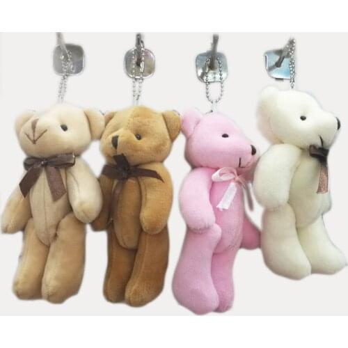 Cute Bear Doll Mobile Phone Pendant Cartoon Bouquet Material Wedding Dress Up Plush Toy 13CM Stuffed Animals