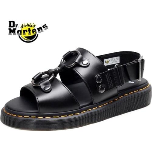 Dr.Martens Xabier Men and Women Circle Strap Buckle Summer Doc Martin Sandals Unisex Breathable None-Slip Beach Shoes 35-44
