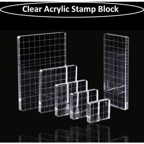 9 Sizes 0.8cm Thick Clear Acrylic Stamp Block Transparent Pad Laser-etched Gridlines DIY Scrapbooking Photo Album Craft 2021