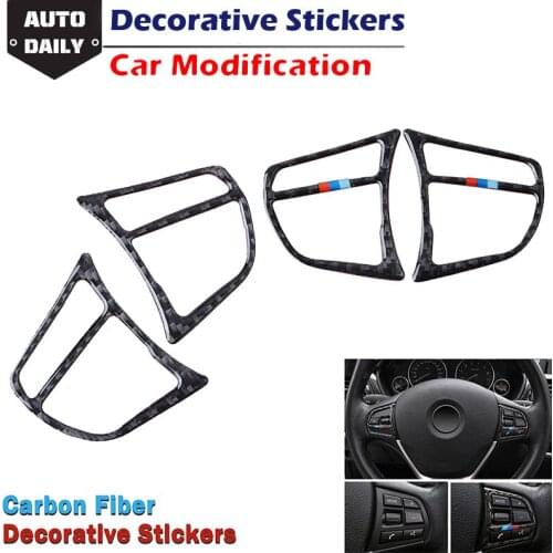 Carbon Fiber Stickers Car Steering Wheel Button Stickers Fit For BMW 3 Series F30 2013-2015,GT F34 2013-2017