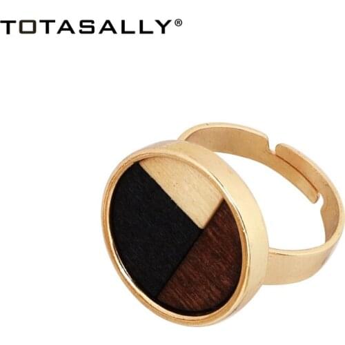 TOTASALLY New Arrival Geometric style Rings for Women Cute Trendy Punk Wooden Top Adjustable Finger Ring Gifts Jewelry Dropship
