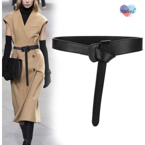 Nuleez Knob Waist Belts Women Real Leather Belt for Jeans and Dress Trousers Original Design Leisure Fashion Wholesale