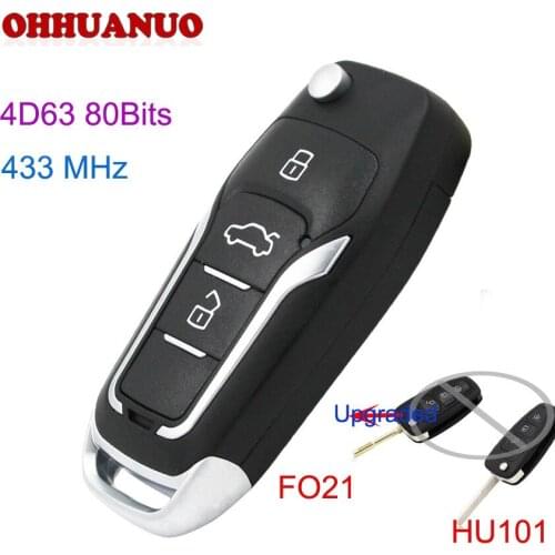 Upgraded 3 Buttons Folding Remote Key Fob for Ford Focus Mondeo Fiesta 433mhz 2012-2015 new with 4D63 80Bits Chip