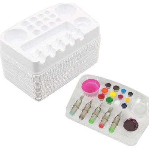 Tattoo Needle and Ink Cup Holder Stand Disposable Plastic Tattoo Cartridge Color Tray Needle Holder Stand Trays Tattoo Plate