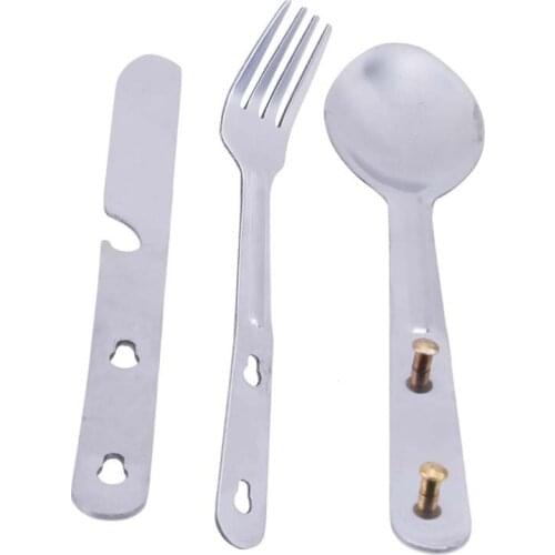 Outdoor Camping Portable Fork Knife Tableware Tools Stainless Steel 3 In1 Multi-Function Folding Spoon&Fork Knife Travel Sets