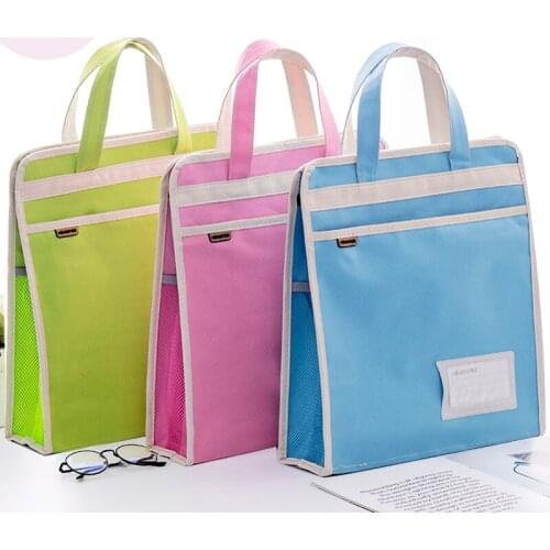 A4 Portable Document Bag Pupils' Schoolbags Canvas Middle School Students Tutorial Handbags File Folder Colorful Briefcase