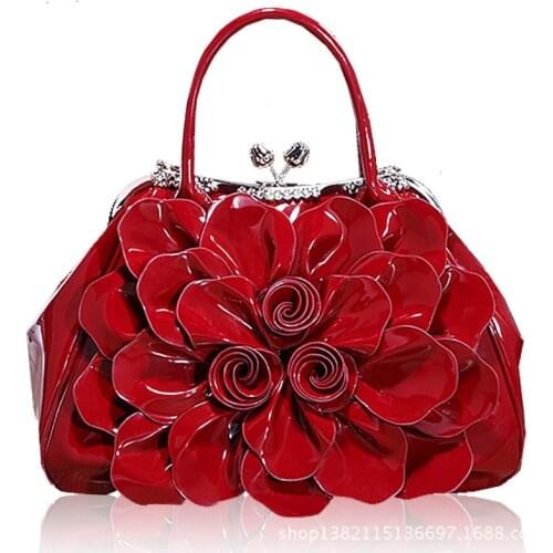 QIAOBAO HOT 2020 womens candy color handbag vintage fashion shoulder Flower bag Patent Leather bags women messenger bag