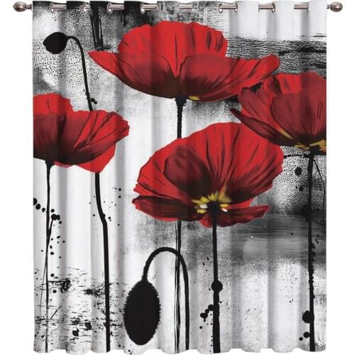 Ink Painting Poppy Window Treatment Ideas Window Treatment Sets Window Treatments Bedroom Curtains Window Kids Room Curtains