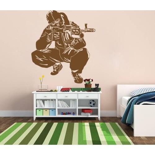 Army Soldier Military Shooter Sniper Removable Wall Stickers for Bedroom Boys Hobby Vinyl Decals Living Room Home Art YY126