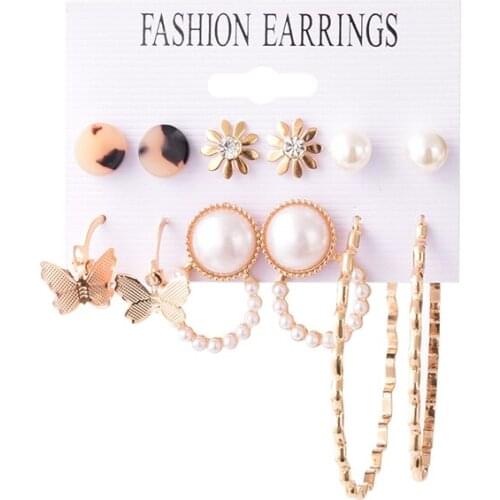 Earrings for Women 2021 Hoop Earrings Set Trendy Pearl Circle Earring Charms Minimalist Jewelry orecchini donna cerchio