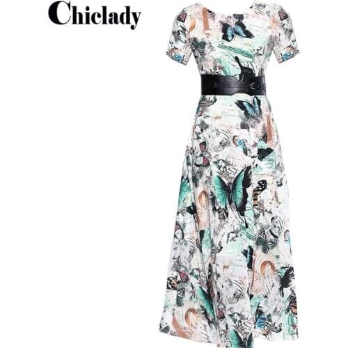 CHICLADY SUMMER chiffon maxi dress for women loose O-neck short sleeve beach holiday floral tropical printed long dresses party