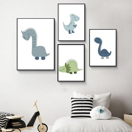 Nordic Cartoon Animal Dinosaur Painting Art Decor Poster Nursery Kids Room Wall Decor Picture Quality Canvas Home Decor A1000