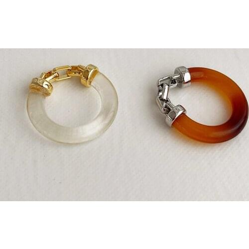 SRCOI Vintage Transparent Resin Acrylic Chunky Chain Rings For Women Geometric Round Circle Rings Summer Fashion Jewelry Gifts