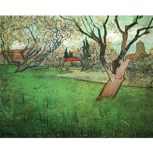 View of Arles with Trees in Blossom of Vincent Van Gogh art oil paintings Canvas reproduction hand-painted
