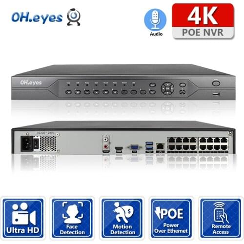 12V 5A Hi3536C XMeye Surveillance Video Recorder Face Detection H.265+ 8MP 4K 16CH 16 Channel Max 4TB SATA Onvif CCTV NVR DVR