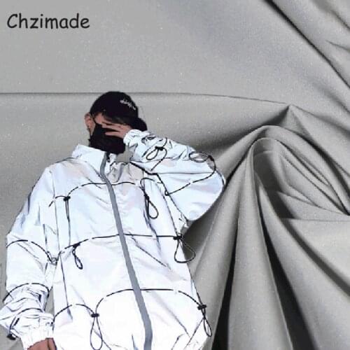 Chzimade 1Yard Colorful Reflective Fabric For Windbreaker 140cm Width Highlight Bright Jacket Reflective Sewing Fabric Patchwork